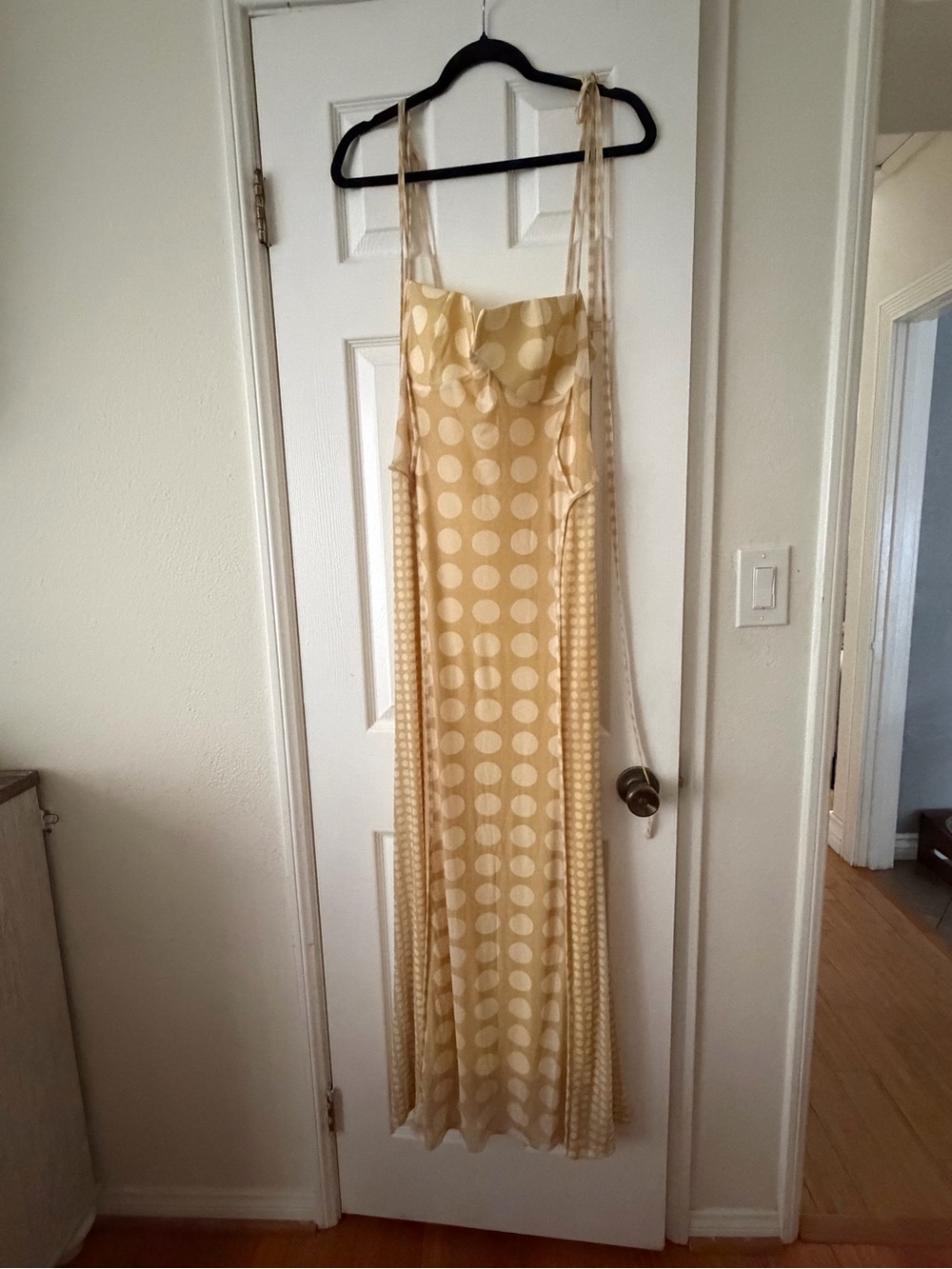 ASOS Yellow Polka Dot Maxi Slip Dress